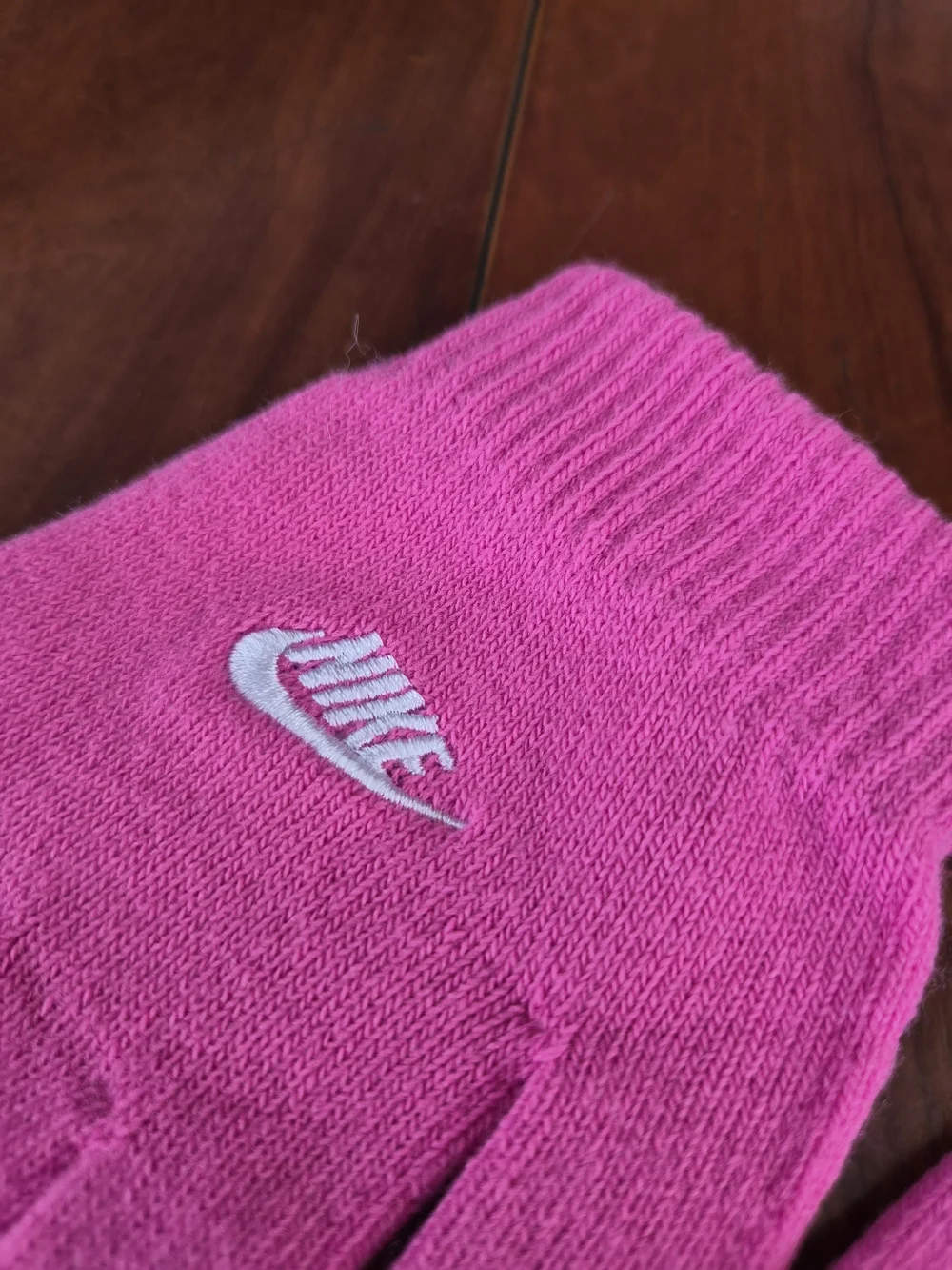 Nike Kids Hot Pink Knit Logo Gloves